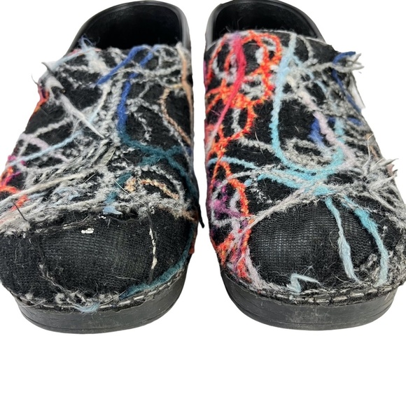 DANSKO Confetti Wool Multi-Colored Clogs Black Scribble Professional Shoes sz 38 - Picture 2 of 16